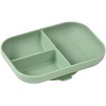 Assiette compartimente  ventouse en silicone vert sauge