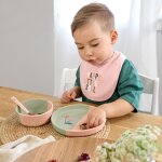 Assiette en silicone happy fruits cerise