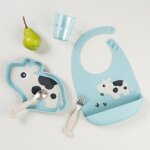 Assiette silicone avec ventouse dotti bleu