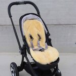 Assise en peau d'agneau pour poussette et si�ge auto patchwork nature