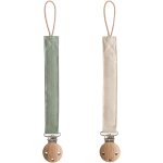 Lot de 2 attaches - sucettes en lin olive - sand