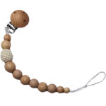Attache sucette en bois nude blanc cass�