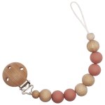 Attache sucette en bois moon vieux rose