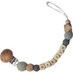 Attache sucette en bois ardoise et mint (personnalisable)