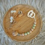 Attache sucette en bois moon olive