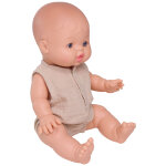 Barboteuse boutonn�e pour poup�e en gaze de coton biscuit