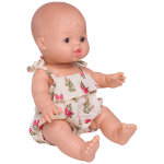 Barboteuse bretelles � volants pour poup�e en gaze de coton liberty
