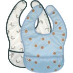 Lot de 2 bavoirs happy rascals smile bleu ciel