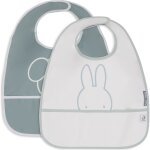 Lot de 2 bavoirs plastifi�s miffy peekaboo sea green