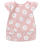 Bavoir int�gral en tissu imperm�able fleurs rose et blanc (6 - 24 mois)