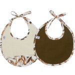 Lot de 2 bavoirs naissance en gaze de coton caramel forest