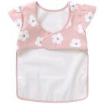 Bavoir int�gral en tissu imperm�able fleurs rose et blanc (6 - 24 mois)