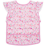 Bavoir int�gral en tissu imperm�able souple liberty rose et framboise