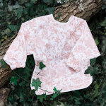 Bavoir manches longues toile de jouy rose th�
