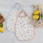 Bavoir medium drop avec poche happy fruits bleu