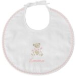 Bavoir de naissance ours rose (personnalisable)
