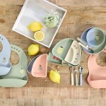 Bavoir en silicone avec poche happy fruits poire