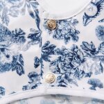 Bavoir manches longues toile de jouy bleu marine