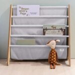 Biblioth�que en tissu recycl� uni gris clair