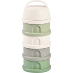Bote doseuse de lait empilable cotton white - sage green