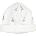 Bonnet de naissance en coton blanc sophie la girafe (1 - 3 mois)