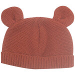 Bonnet de naissance ours en maille terracotta (0 - 1 mois)