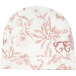 Bonnet de naissance en coton blanc toile de jouy