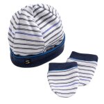 Ensemble bonnet et moufles de naissance baby sailor