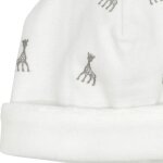 Bonnet de naissance en coton blanc sophie la girafe (1 - 3 mois)