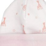 Bonnet de naissance en coton rose sophie la girafe (1 - 3 mois)