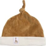 Bonnet de naissance en velours camel sophie la girafe (0 - 1 mois)