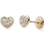 Boucles d'oreilles coeur blanc (or jaune 375)