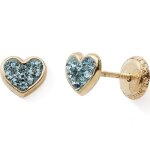 Boucles d'oreilles coeur bleu (or jaune 375)