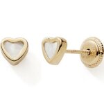 Boucles d'oreilles coeur nacr (or jaune 375)