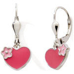 Boucles d'oreilles dormeuses c?ur - fleur (argent 925)