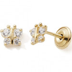 Boucles d'oreilles papillon zirconium (or jaune 375�)
