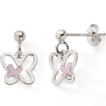 Boucles d'oreilles pendantes papillon rose (argent)