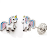 Boucles d'oreilles easy viss licorne multicolore (argent 925)