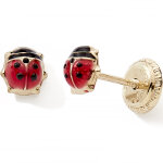 Boucles d'oreilles � vis coccinelle (or jaune 9 carats)