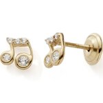 Boucles d'oreilles note de musique (or jaune 375)