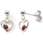 Boucles d'oreilles pendantes c?ur - coccinelle (argent 925)