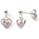 Boucles d'oreilles pendantes c?ur - papillon (argent 925)