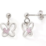 Boucles d'oreilles pendantes papillon rose (argent) Boucles d'oreilles pendantes papillon rose (argent)