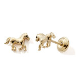 Boucles d'oreilles � vis cheval (or jaune 375�)