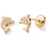Boucles d'oreilles  vis dauphin oxydes (or jaune 9 carats)