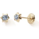 Boucles d'oreilles  vis etoile bleu clair (or jaune 9 carats)