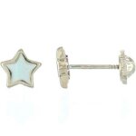Boucles d'oreilles  vis etoile nacre (or jaune 9 carats)