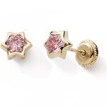 Boucles d'oreilles  vis etoile rose (or jaune 9 carats)