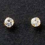 Boucles d'oreilles zircon 3 mm (or jaune 750�)