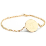 Bracelet cha�ne m�daille g�meaux personnalisable (plaqu� or)